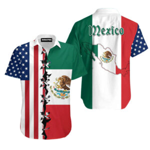 Mexican Hawaiian Shirt, Mexico Flag White…