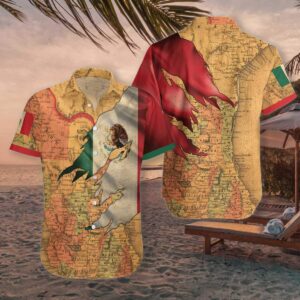 Mexican Hawaiian Shirt, Mexico Map Flag…