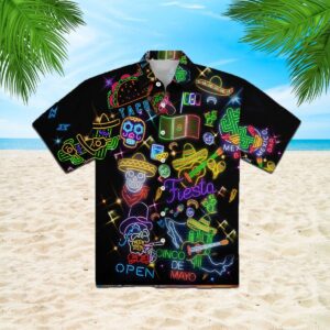 Mexican Hawaiian Shirt, Mexico Neon Color…