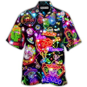 Mexican Hawaiian Shirt, Mexico Neon Color…