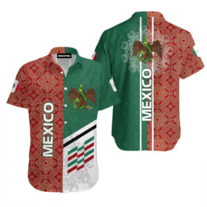 Mexican Hawaiian Shirt, Mexico Proud Red…