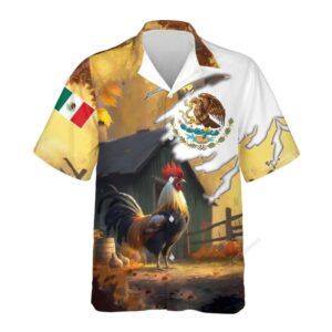 Mexican Hawaiian Shirt, Mexico Rooster 3d…