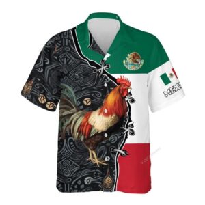 Mexican Hawaiian Shirt, Mexico Rooster Aloha…