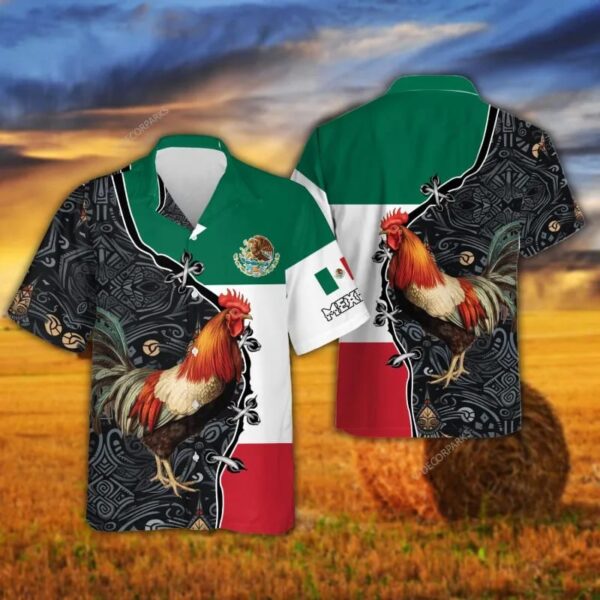 Mexican Hawaiian Shirt, Mexico Rooster Aloha Hawaiian Shirt For Men Women