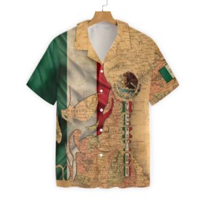 Mexican Hawaiian Shirt, Mexico Skull Map…