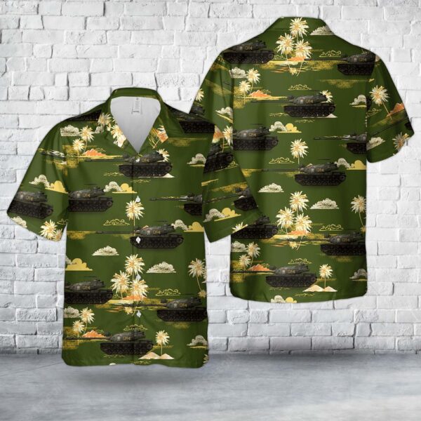 Military Hawaiian Shirt, US Marine Corps M103A2 Junkyard Dog 1970 Hawaiian Shirt