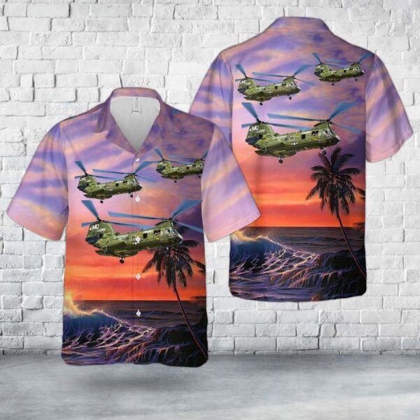 Military Hawaiian Shirt, US Marines CH-46E Sea Knight HMM-774 Wild Goose Hawaiian Shirt