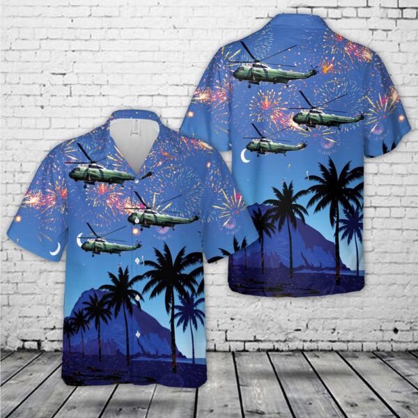 Military Hawaiian Shirt, US Marines Sikorsky VH-3D Sea Kings, 4th Of July Hawaiian Shirt
