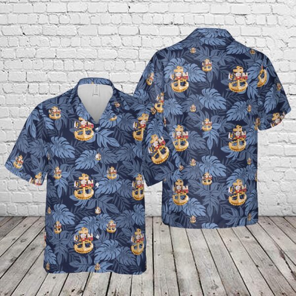 Military Hawaiian Shirt, US Navy USN Chiefs Pride CPO Texas Anchor Hawaiian Shirt