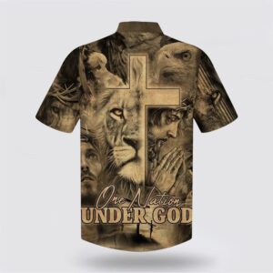 One Nation Under God Hawaiian Shirt For Men Jesus And The Lion Of Judah Hawaiian Shirts Christian Hawaiian Shirt Christian Summer Shirt 2 rexrvc.jpg