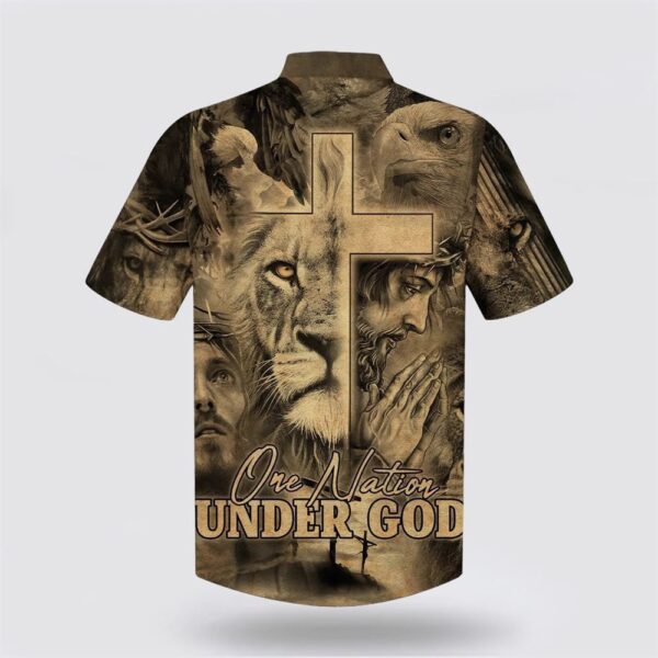 Christian Hawaiian Shirt, One Nation Under God Hawaiian Shirt For Men, Jesus And The Lion Of Judah Hawaiian Shirts, Christian Clothing Hawaii