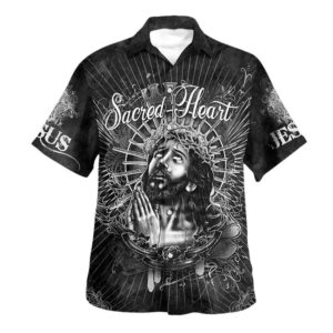 Christian Hawaiian Shirt, Sacred Heart Jesus…