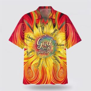 Christian Hawaiian Shirt, Sunflower God Say…