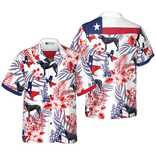 Texas Hawaiian Shirt, Bluebonnet Texas Hawaiian Shirt Blue Lacy Dog Version
