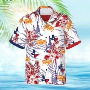 Texas Hawaiian Shirt, Bluebonnet Texas Red…