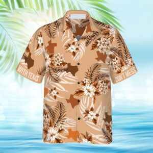 Texas Hawaiian Shirt, Brown Lone Star…