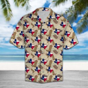 Texas Hawaiian Shirt, Cowboy Boots Texas…