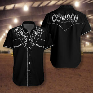 Texas Hawaiian Shirt, Cowboy Rodeo Texture…