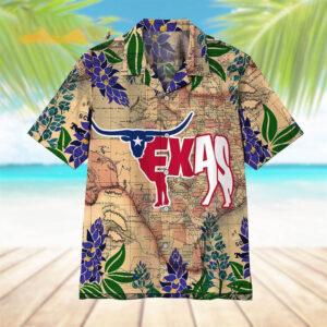 Texas Hawaiian Shirt, Flag Texas Hawaiian…