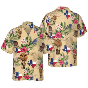 Texas Hawaiian Shirt, Insignia Bluebonnet Texas…