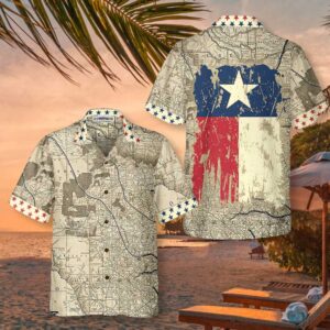 Texas Hawaiian Shirt, Old Map of…