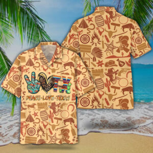 Texas Hawaiian Shirt, Peace Love Texas…