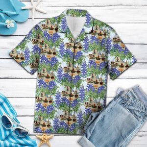 Texas Hawaiian Shirt, Purple Texas Bluebonnet…