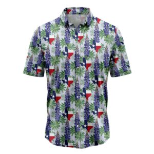 Texas Hawaiian Shirt, Texas Bluebonnet Flag…