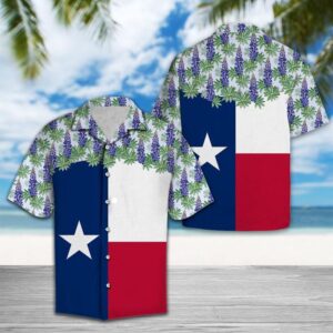 Texas Hawaiian Shirt, Texas Bluebonnet Flag…