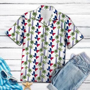 Texas Hawaiian Shirt, Texas Bluebonnet T0607…