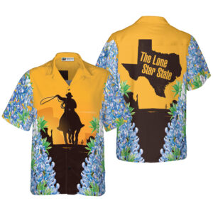 Texas Hawaiian Shirt, Texas Bluebonnets Rodeo…