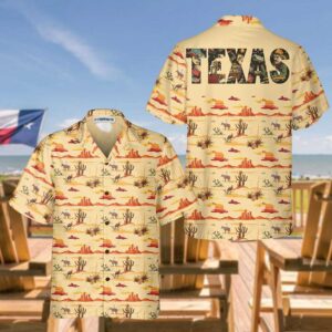 Texas Hawaiian Shirt, Texas Cowboy Cactus…