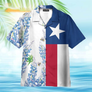 Texas Hawaiian Shirt, Texas Flag Bluebonnets…