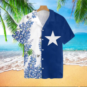 Texas Hawaiian Shirt, Texas Flag Bluebonnets…