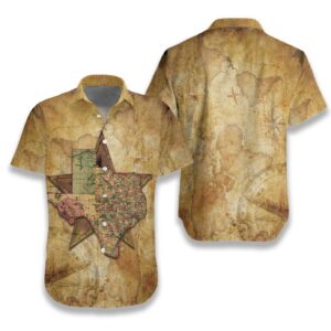 Texas Hawaiian Shirt, Texas Map The…