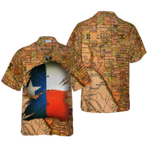 Texas Hawaiian Shirt, Texas Map Vintage…