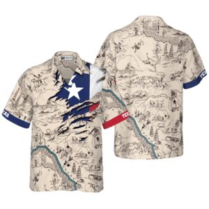 Texas Hawaiian Shirt, Texas State Map…