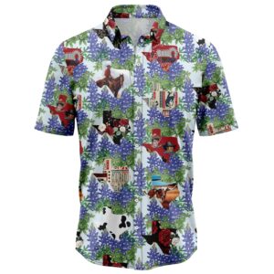 Texas Hawaiian Shirt, Texas Things Bluebonnet…