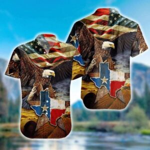 Texas Hawaiian Shirt, The Eagle with…