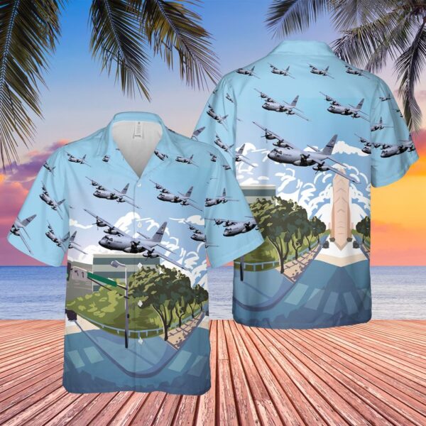 Texas Hawaiian Shirt, USAF Texas Air National Guard 136th Airlift Wing C-130H Hercules Hawaiian Shirt