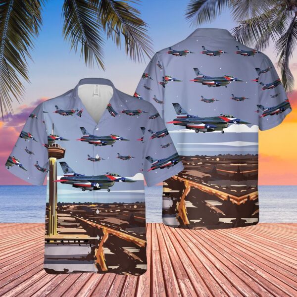 Texas Hawaiian Shirt, USAF Texas Air National Guard 182d Fighter Squadron F-16 Fighting Falcon Hawaiian Shirt
