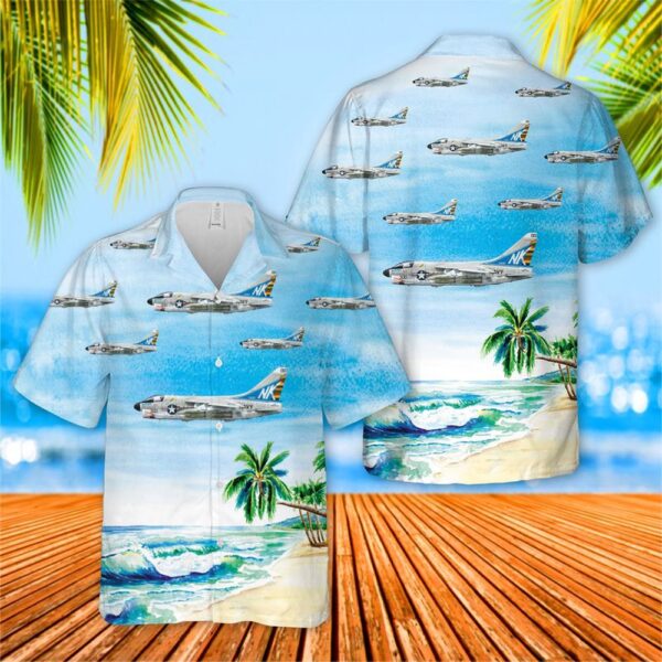 Us Navy Hawaiian Shirt, US Navy A7E Corsair II Of VA-97 Hawaiian Shirt, Military Hawaiian Shirt