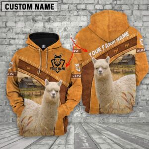 Alpaca 3D Customized Name, Farm Name Hoodie, Farm Hoodie, Farmher Shirt