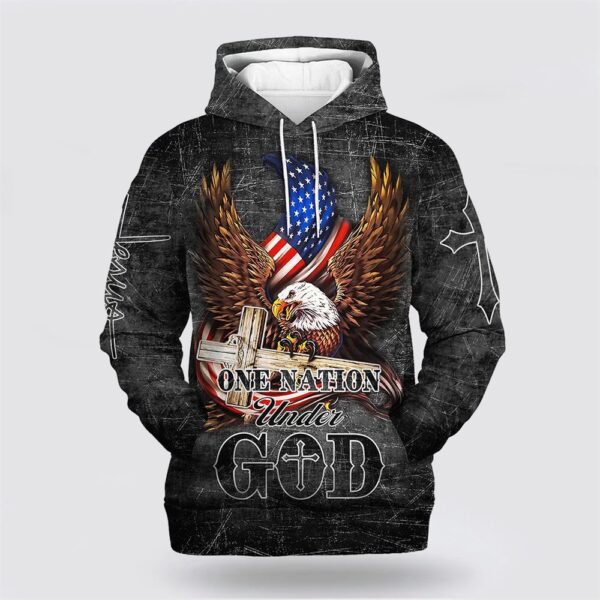 American Eagle USA Flag 3D Hoodie One Nation Under God, Christian Hoodie, Bible Hoodies, Scripture Hoodies