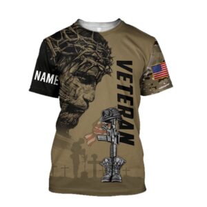 American Veteran Jesus Customizeds 3D T-Shirt,…