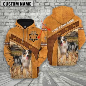 Australian Shepherd Races Custom Name Printed 3D Hoodie, Farm Hoodie, Farmher Shirt