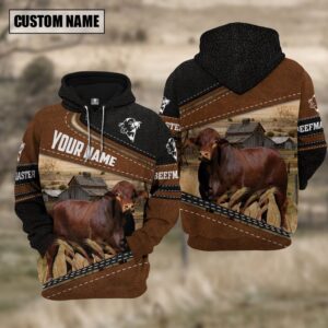 Beefmaster Cattle Leather Pattern Farm Personalized 3D Hoodie, Farm Hoodie, Farmher Shirt