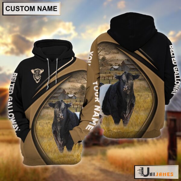 Belted Galloway Farming Life Personalized Name 3D Hoodie, Farm Hoodie, Farmher Shirt