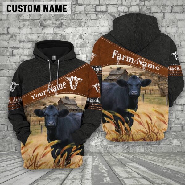 Black Angus On Farms Custom Name Printed 3D Black Hoodie, Farm Hoodie, Farmher Shirt
