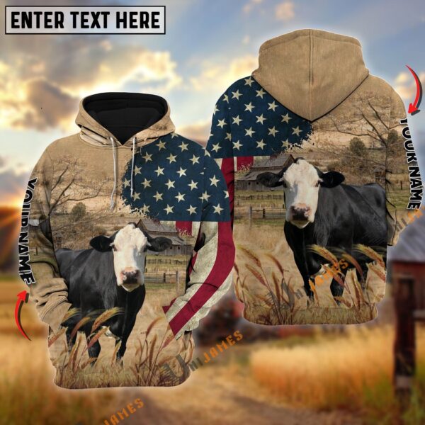 Black Baldy US Flag Customized Name 3D Hoodie, Farm Hoodie, Farmher Shirt